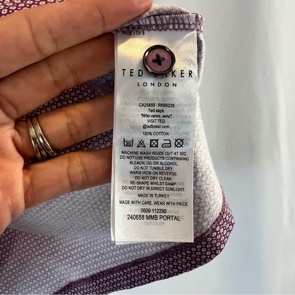 Ted Baker Raket Slim Fit Pique Pocket
Polo Men's UK size:3
 Purple Polo Shirt - Picture 10 of 12